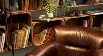 Rustic Bookshelf Decorating Ideas in Dark Brown