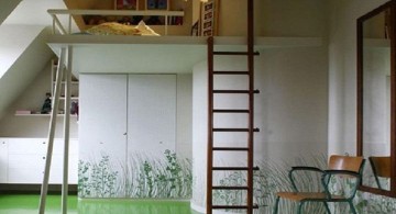 Scandinavian adult loft bed with stairs