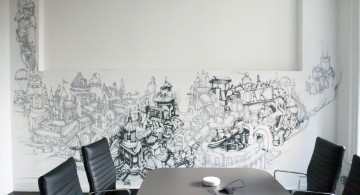 Simple continuous grafitti Cool wall painting designs for meeting room