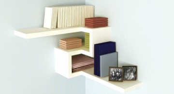 Simplistic modern floating corner shelf designs
