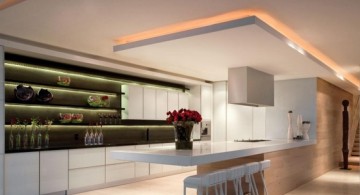 Suspended ceiling for modern kitchen with superb lighting design