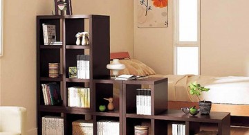 Unique Bookshelf Decorating Ideas Made of Dark Brown Wood