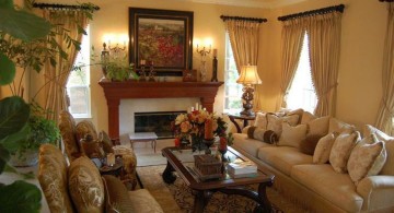 Victorian living room in beige and brown