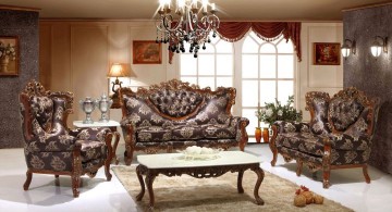 Victorian living room in black with gothic chandelier