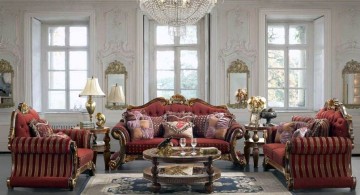 Victorian living room in red
