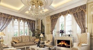 Victorian living room with beautiful valance and modern fireplace