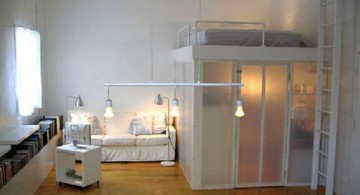 adult loft bed with stairs in white