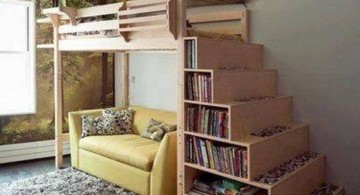 adult loft bed with stairs with canopy and stairs shelving