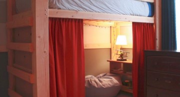 adult loft bed with stairs with curtains