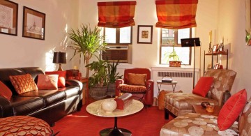 african living room decor in retro red scheme