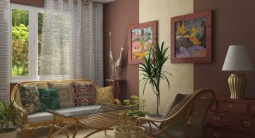 african living room decor with rattan furniture