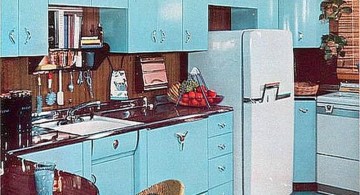 all blue vintage and retro kitchen design