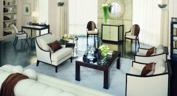 art deco living rooms in white and brown