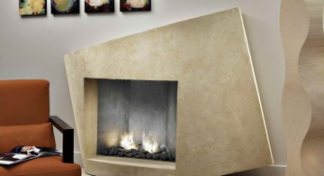 artsy built in modern white fireplace design