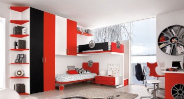 awesome motor themed red black and white bedroom ideas