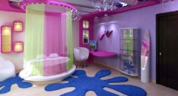 awesome rooms for girls with circle bed and splash rug