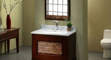 bamboo themed bathroom with simple drawer