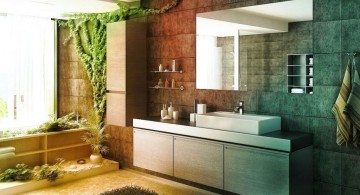 bamboo themed bathroom with sleek washbin