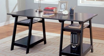 bare and sleek office desk in black