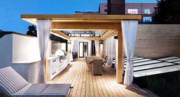 beautiful modern deck design with curtains