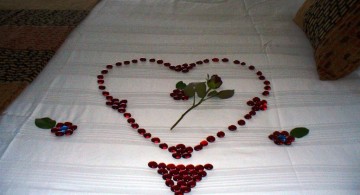bedroom decoration for valentines day using red peebles