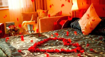 bedroom decoration for valentines day with rose petals