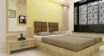 bedroom wall panel design ideas with mounted headboard