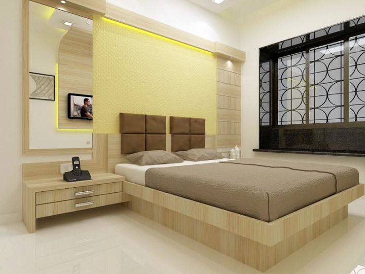 bedroom wall panel design ideas with mounted headboard