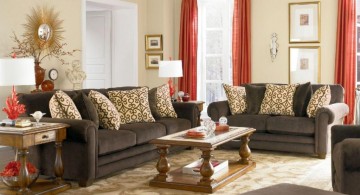 beige living room walls with retro cushions