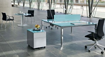 blue glass minimalist office furniture