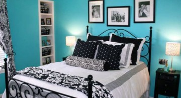 blue relaxing paint colors for bedrooms with monochrome linen
