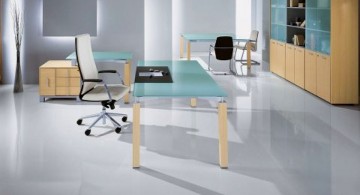blue toned minimalist office furniture