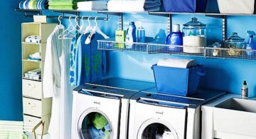 blue toned small laundry room designs