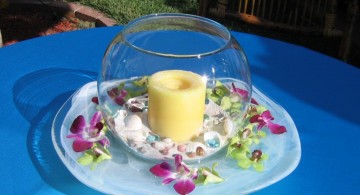 bowl centerpiece ideas with flower and big candle