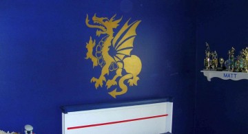 boys blue room with dragon decal