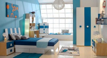 boys blue room with pendant lamp