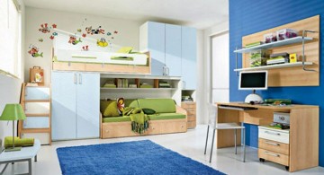 boys blue room with space smart beds and closet