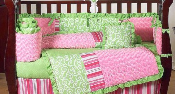bright green and pink cute baby girl bedding ideas