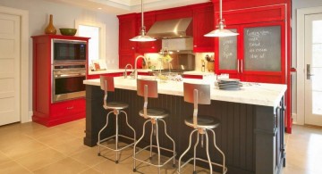 bright red and black popular paint colors for kitchen