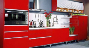 bright red lacquer kitchen cabinet