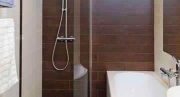 brown bathroom ideas with glass shower door