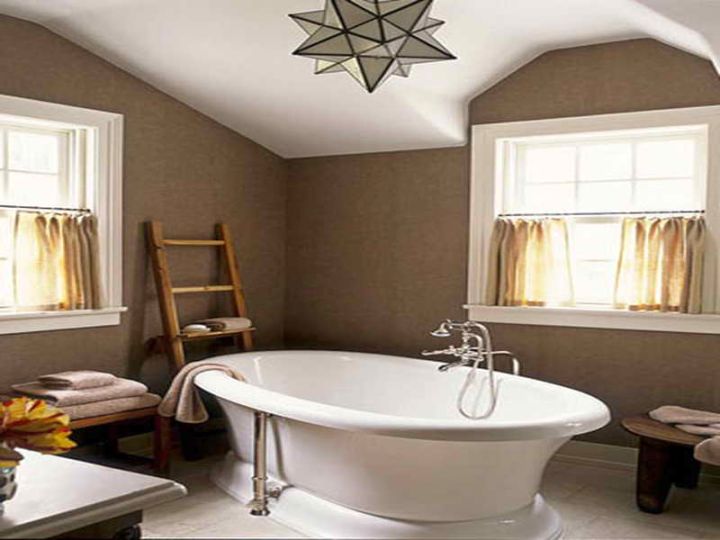 brown bathroom ideas with standalone tub