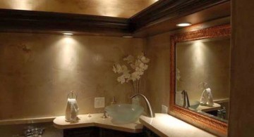 brown bathroom ideas with unique lighting