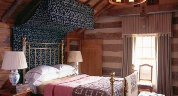 cabin bedroom decorating ideas with half canopy