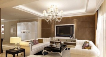 ceiling design ideas for living room with classic chandelier