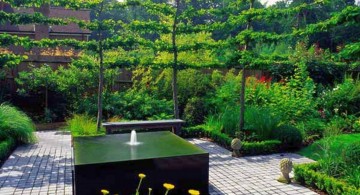 central square shaped landscape fountain design ideas