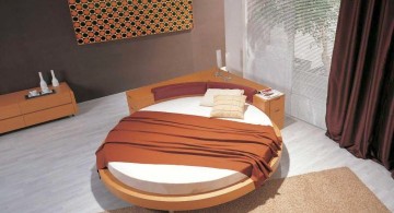 circular bed in earth tones