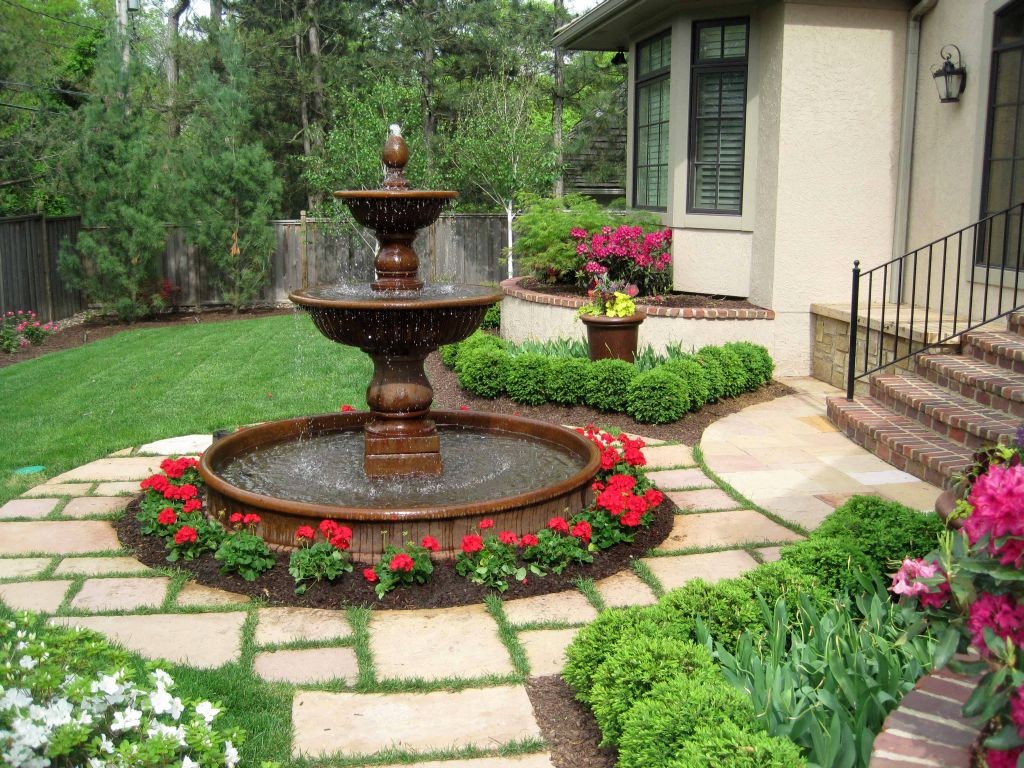 classic shaped landscape fountain design ideas