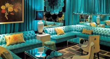 classy and glamorous turquoise living room