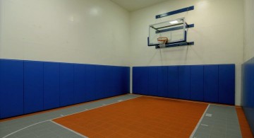 colorful indoor home basketball courts